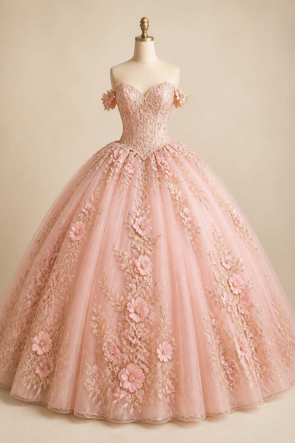 Detail of a quinceañera gown