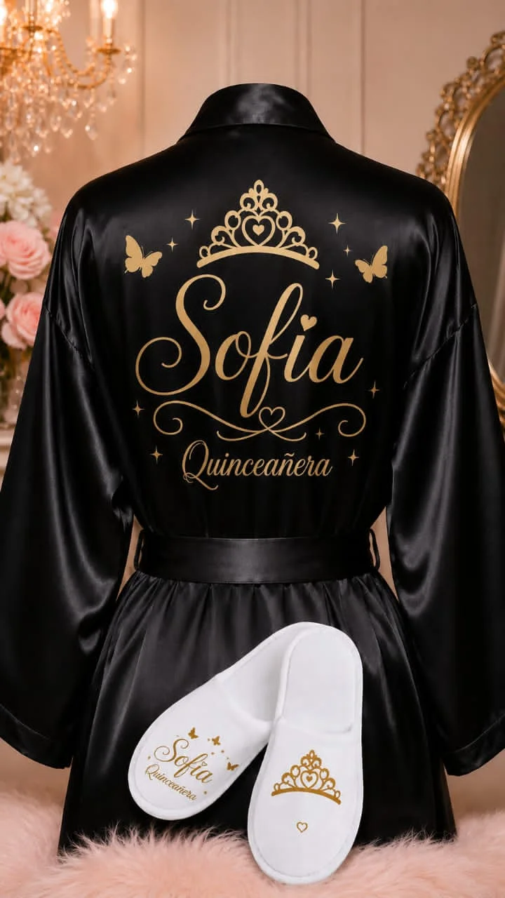 Dress Quinceañera Robe and Slipper Set Quinceanera Gift