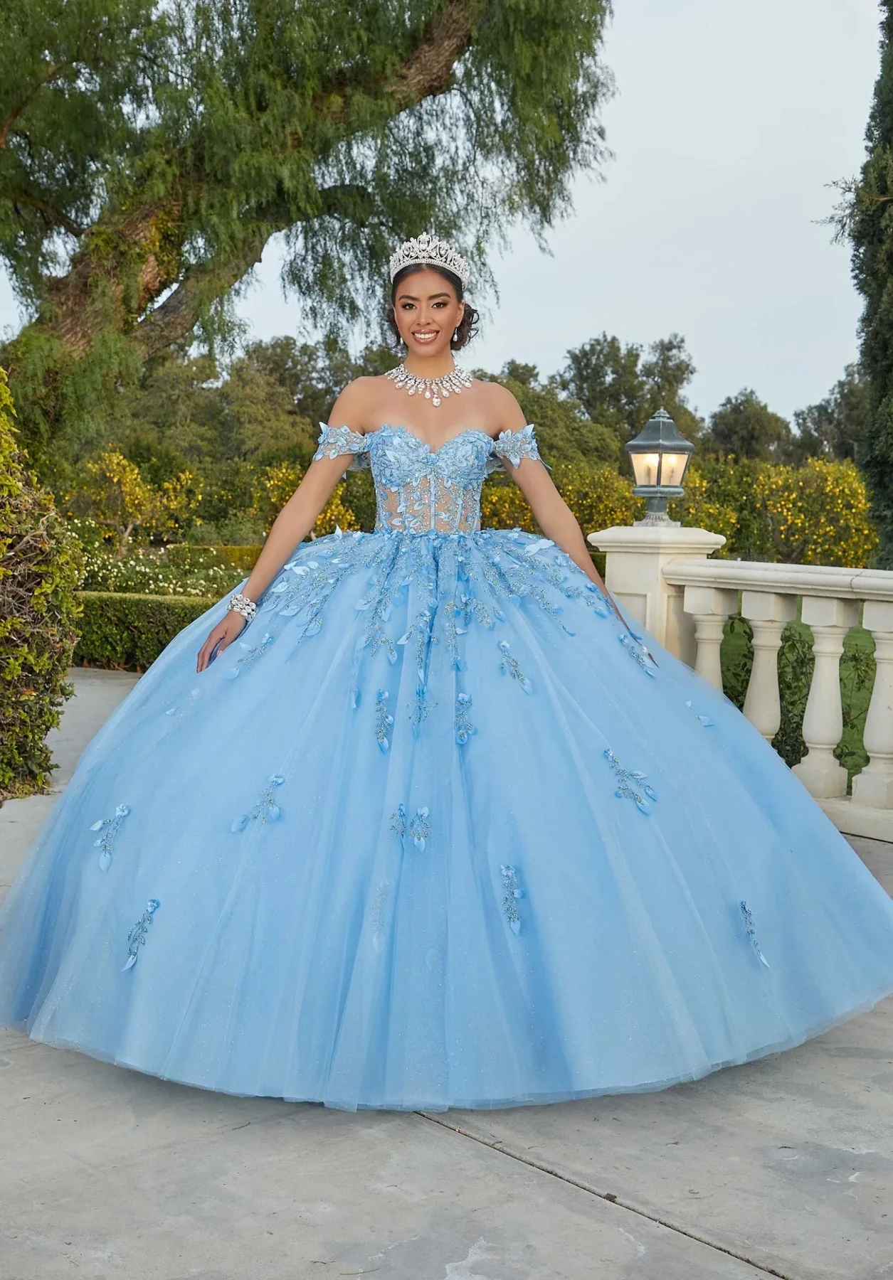 Three-Dimensional Glitter Embroidered Quinceañera Dress - fotografía de producto