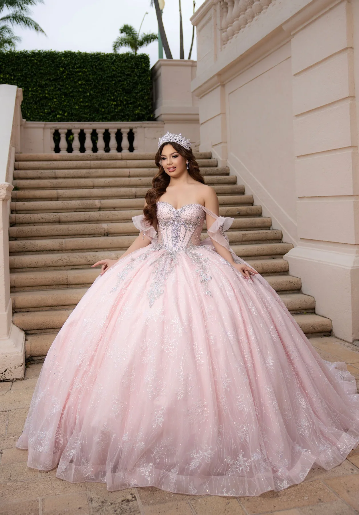 Dress Ceci Quinceañera Dress, color Light Pink/Platinum