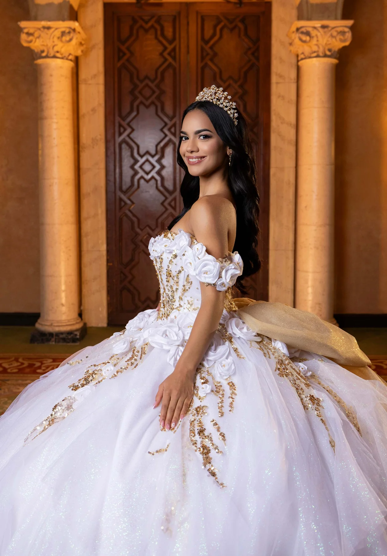 Dress Betty Quinceañera Dress, color White/Gold