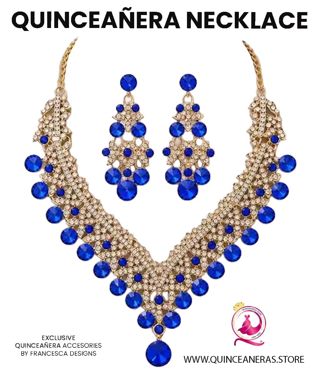 Dress Luxury Quinceanera  Crystal Necklace with Earrings
