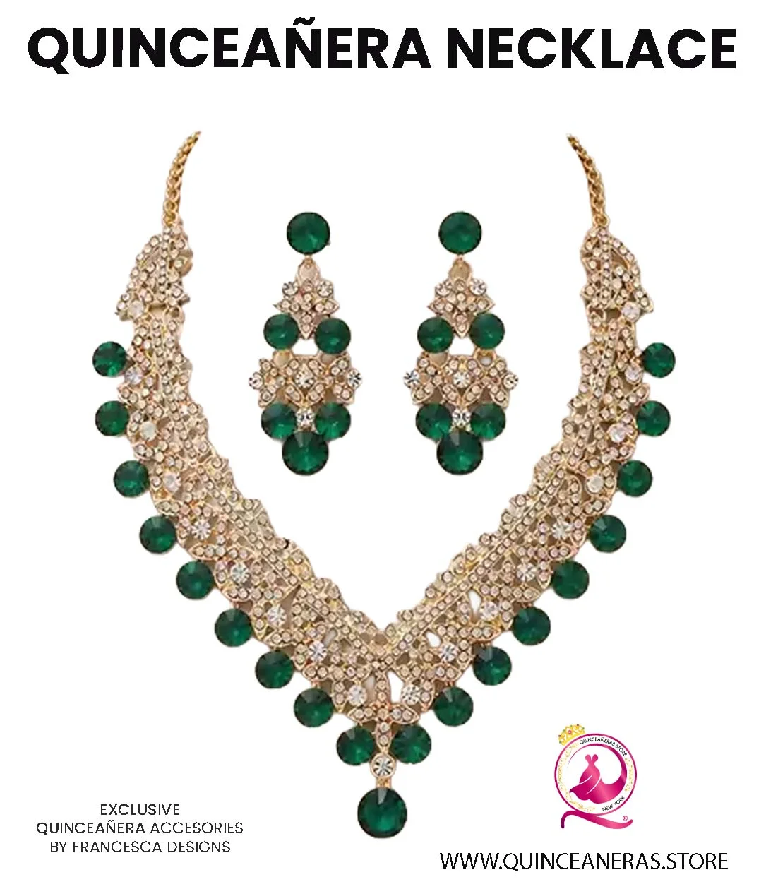 Dress Luxury Quinceanera  Crystal Necklace with Earrings