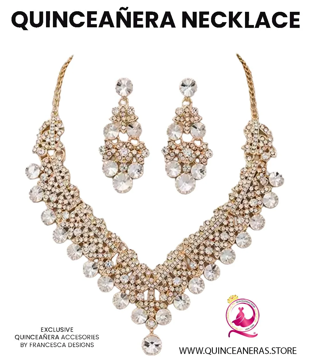 Dress Luxury Quinceanera  Crystal Necklace with Earrings