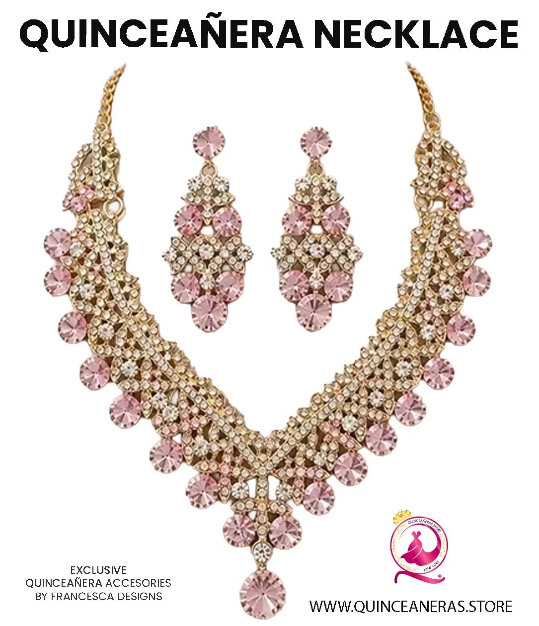 Dress Luxury Quinceanera  Crystal Necklace with Earrings