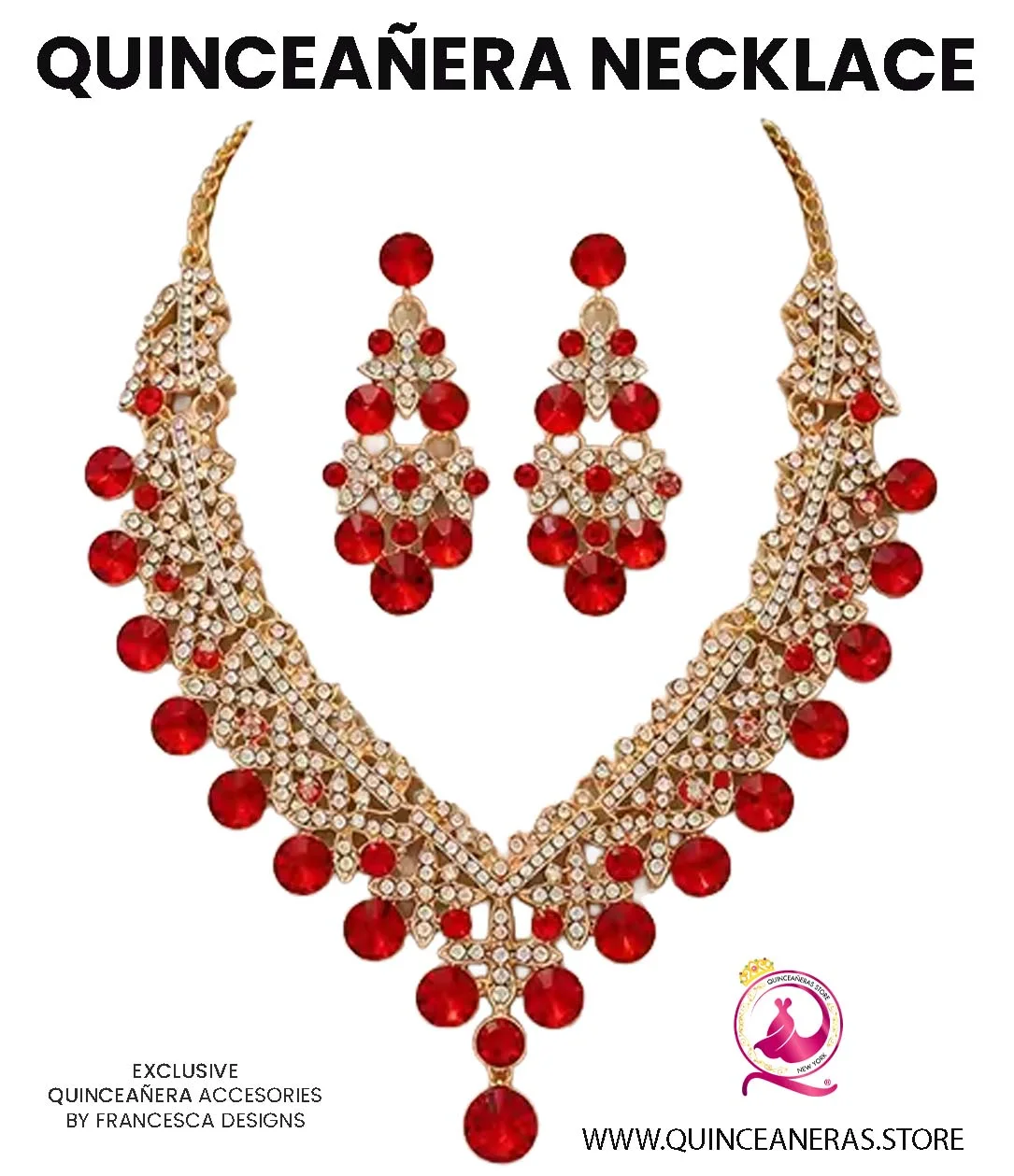 Dress Luxury Quinceanera  Crystal Necklace with Earrings