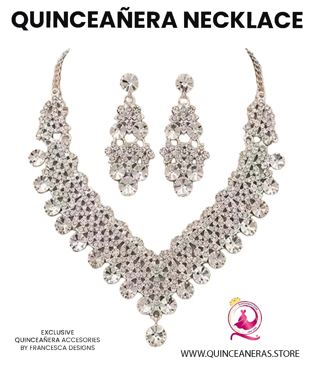 Dress Luxury Quinceanera  Crystal Necklace with Earrings
