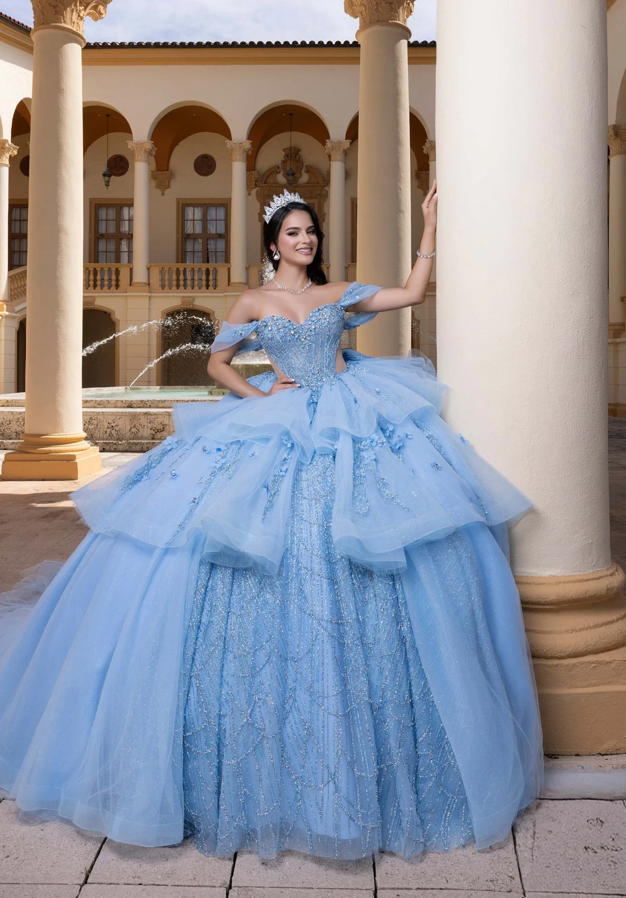 Dress Britney Quinceañera Dress, color Bahama Blue