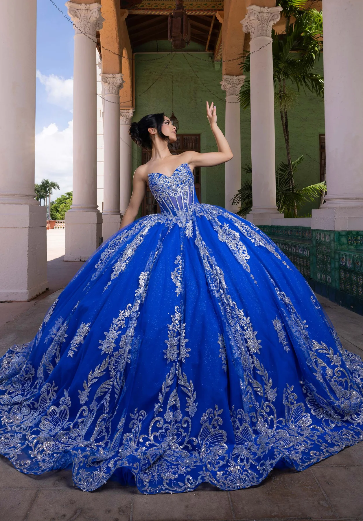 Dress BONNIE Quinceañera Dress, color Regal Royal/Silver