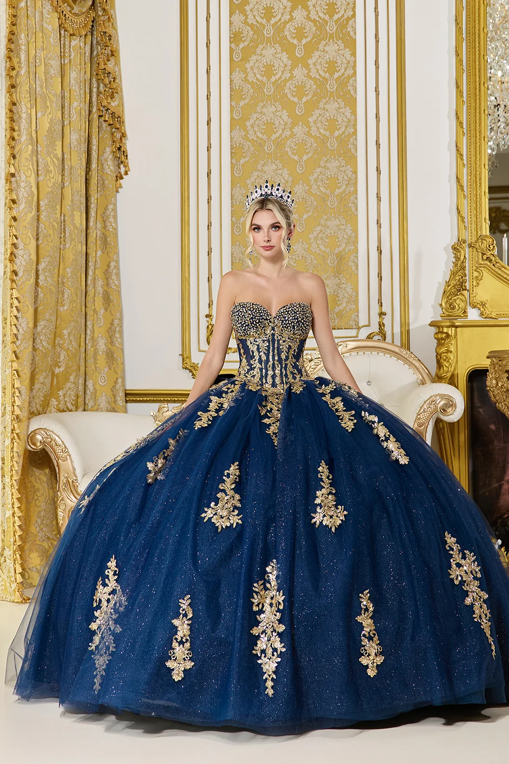 Dress Alejandra Quinceañera Dress, color Navy