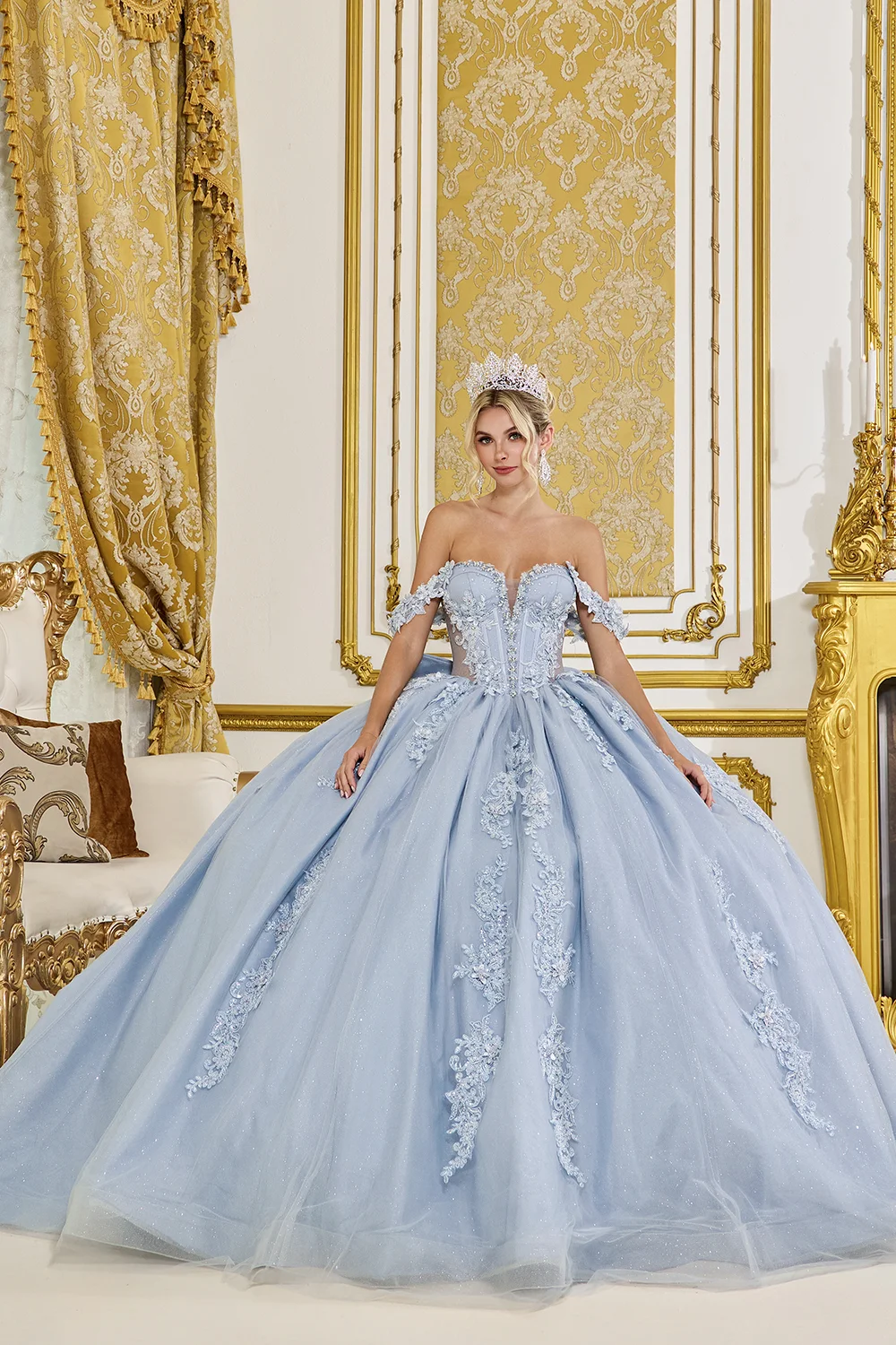 Dress Sweetheart Corset Quinceañera Dress, color Dusty Blue
