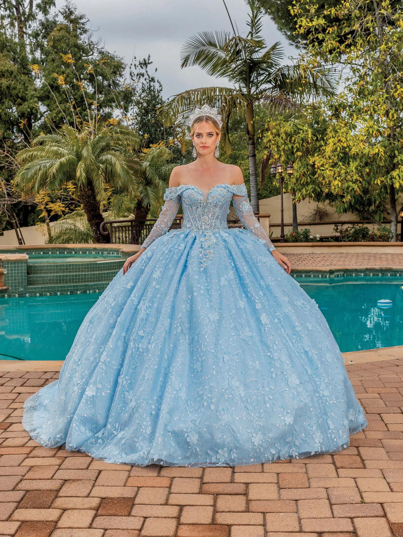 Dress The Queen Quinceañera Dress, color Bahama Blue