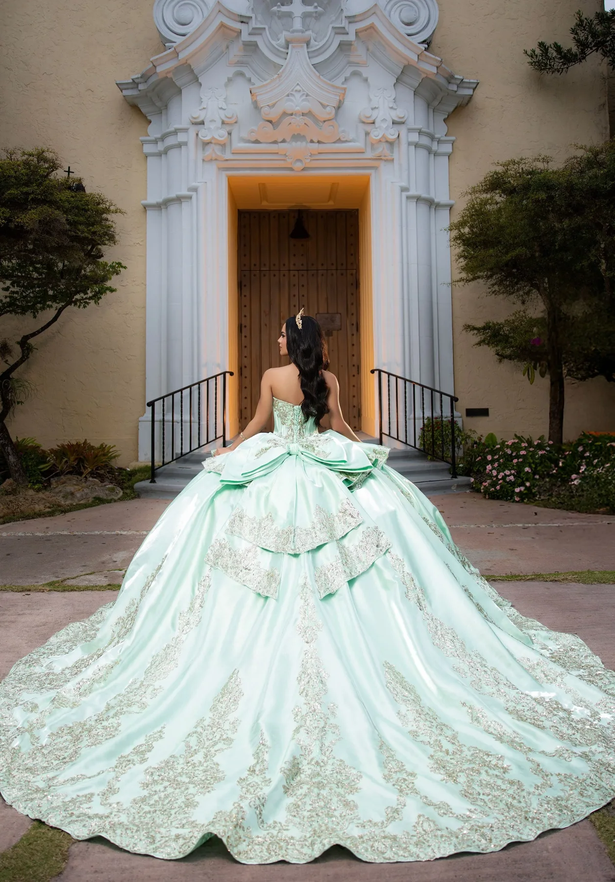 Dress Cyra Quinceañera Dress, color Mint/Gold