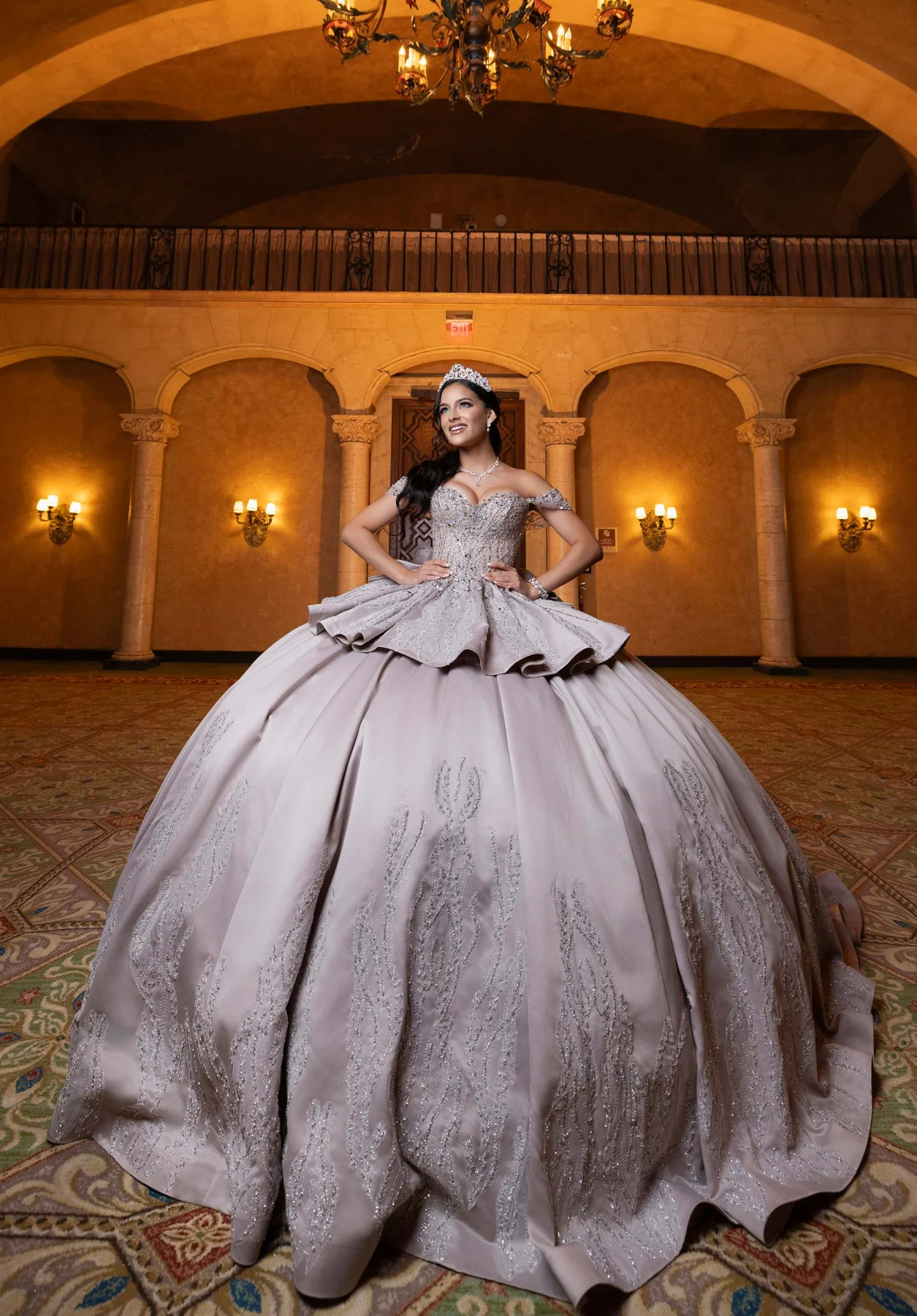 Dress Benny Quinceañera Dress, color Light Blue/Silver